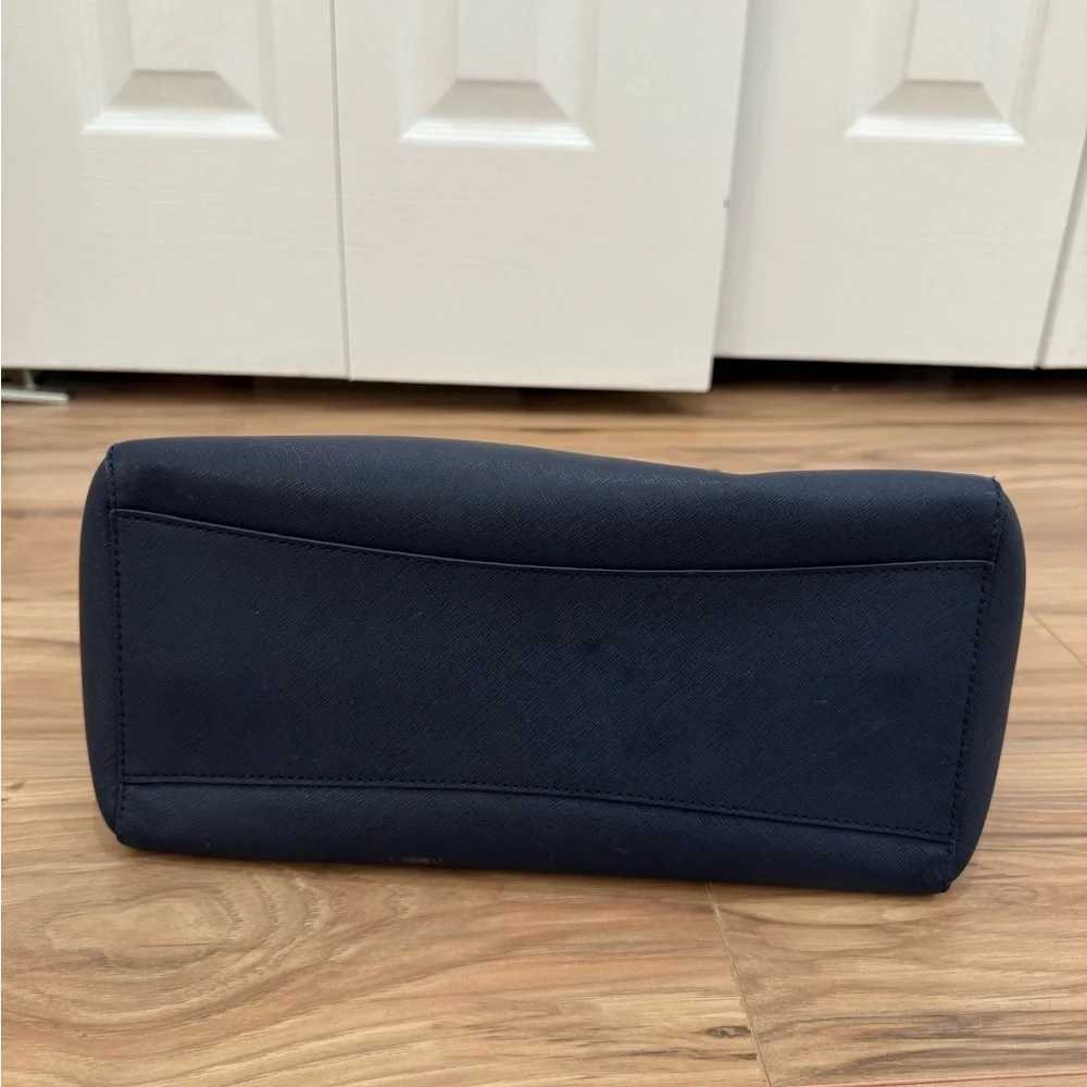 Tory Burch Robinson Tote Bag Elegant Navy Blue - Picture 5 of 9